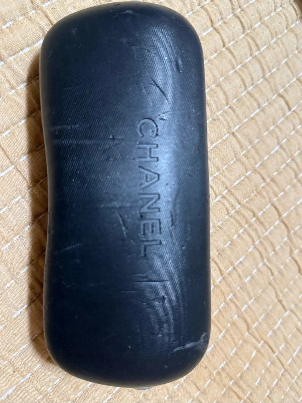 CHANEL Black Hard Sunglasses Case with Embossed Logo